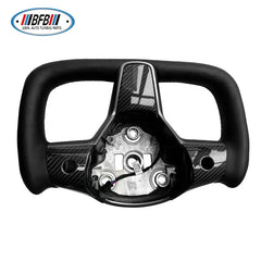 Black Leather Yoke Steering Wheel Carbon Fiber Center Trims with Heating For Tesla Model 3 2017up