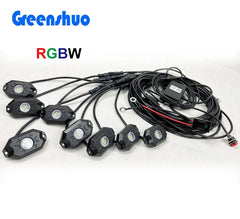 12V Car Underglow Light App Control RGBW Led Rock Lights 8 piece Waterproof