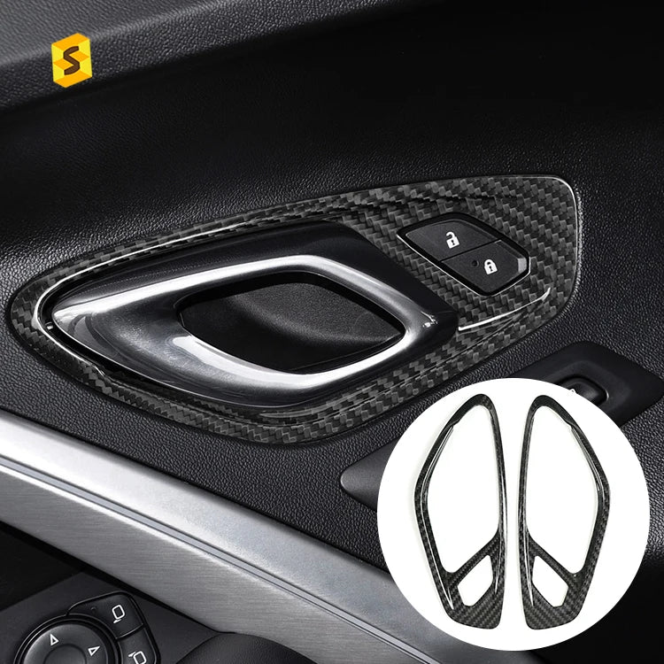ES Red Carbon Fiber Interior Trim Carbon Fiber Car Accessories Sticker FOR Camaro Car Inner Door Bowl Frame