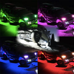 12V Neon LED Lights 4-Kit RGB Rock Light Bluetooth App and Harness Control Wholesale for Jeep Pickup Truck