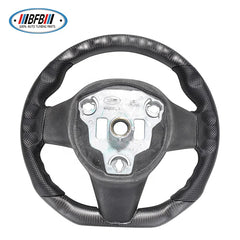 Customized Steering Wheel for Tesla Model 3 Matte Black Carbon Fiber and Black Leather