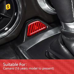 Shasha Carbon Fiber Accessories Car Hazard Sign Button Cover For Camaro 2016 2017 2018 2019 2020 2021 2022 2023