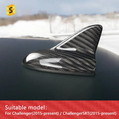 ES Carbon Fiber Exterior Accessories Carbon Fiber Shark Fin Antenna Cover For Dodge CHALLENGER 3k carbon fiber