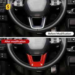 Shasha Carbon Real Carbon Accessories Car Interior Carbon Fiber Steering Wheel  Button Frame For Honda Civic