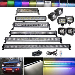 RGB 50inch Chasing Halo Multi Color Light bar and Led Work Light App&Remote Synchronous Control for Offroad Truck