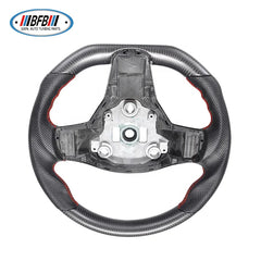 Customized Steering Wheel for Tesla Model 3 Matte Black Carbon Fiber and Black Leather