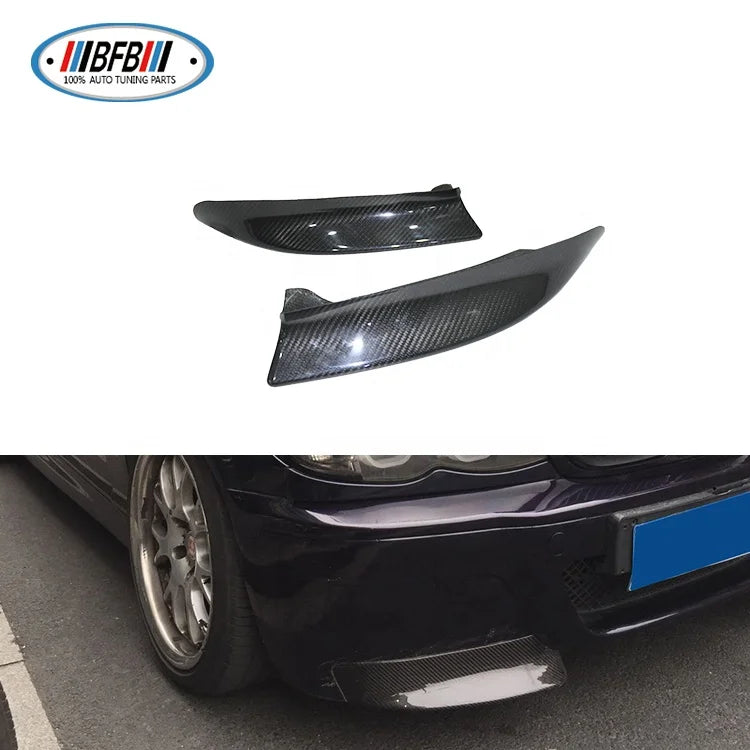Full Carbon Fiber Front Bumper Splitter Flaps CSL Style for E46 M3 1998-2004 Dry Carbon