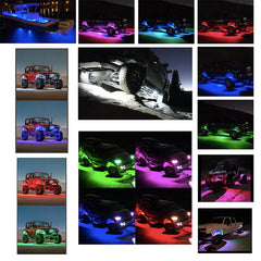 12V Neon LED Lights 4-Kit RGB Rock Light Bluetooth App and Harness Control Wholesale for Jeep Pickup Truck