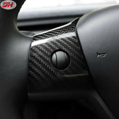 3 pcs carbon fiber rear compartment cover Car steering wheel left and right trim for Tesla model 3 2018-2019