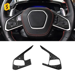 ES N-KEWT-513 Car Interior Accessories Carbon Fiber Steering Wheel Key Trim for Corvette C8 Car Accessories Carbon Fiber