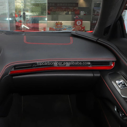 100% Real Carbon Fiber Central Console Dashboard Strip Trim For Corvette C8 Z51 Stingray Coupe 2020 2021Interior Car Accessories