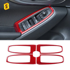 Shasha Carbon 4 Pcs Soft Carbon Fiber Car Accessories For Subaru WRX 2022 Real Carbon Fiber Window Lift Button Sticker