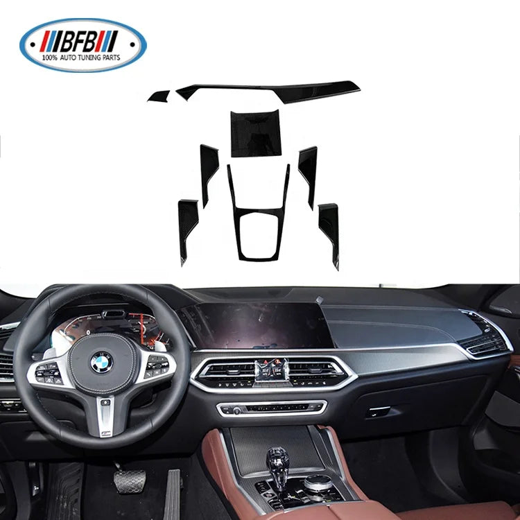 8pcs Dry Carbon Fiber Interior Kits Interior Trims Dashboard Cover for BMW X6 G06 2019up