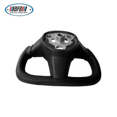 Black Leather Yoke Steering Wheel Carbon Fiber Center Trims with Heating For Tesla Model 3 2017up