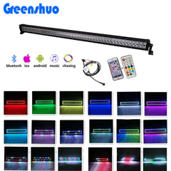 RGB 50inch Chasing Halo Multi Color Light bar and Led Work Light App&Remote Synchronous Control for Offroad Truck