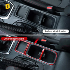 Shasha Carbon Car Interior Accessories Trim Carbon Fiber Water Cup Holder Frame Trim Sticker For Subaru WRX 2022 2023