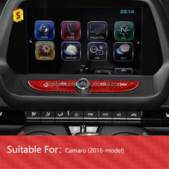 ES Carbon Fiber Cars Interior Accessories A B C D Radio Screen Navigation Buttons Cover Trim For Chevrolet Chevy Camaro