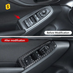 Shasha Carbon 4 Pcs Soft Carbon Fiber Car Accessories For Subaru WRX 2022 Real Carbon Fiber Window Lift Button Sticker