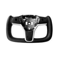 Black Leather Yoke Steering Wheel Heating Steering Wheel For Tesla Model 3 2017up