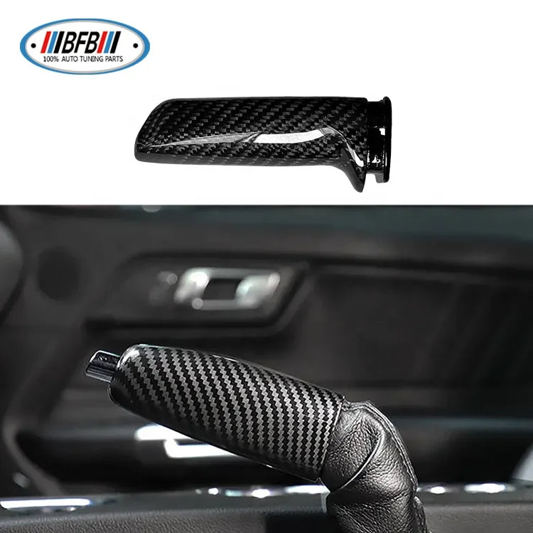 Carbon Fiber Car Hand Brake Replacement Accessories Handbrake Grip For Ford Mustang 2015+