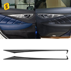 Shasha Carbon Q50 Q50L Rear Door Trim Real Dry Carbon Fiber Interior Accessories For Infiniti Carbon Trim 2015-2022