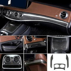 18pcs Real Dry Carbon Fiber Interior Trims Dash Cover Center Console Cover Door Trims  For Mercedes S class W222 S65 2014up