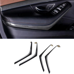 18pcs Real Dry Carbon Fiber Interior Trims Dash Cover Center Console Cover Door Trims  For Mercedes S class W222 S65 2014up