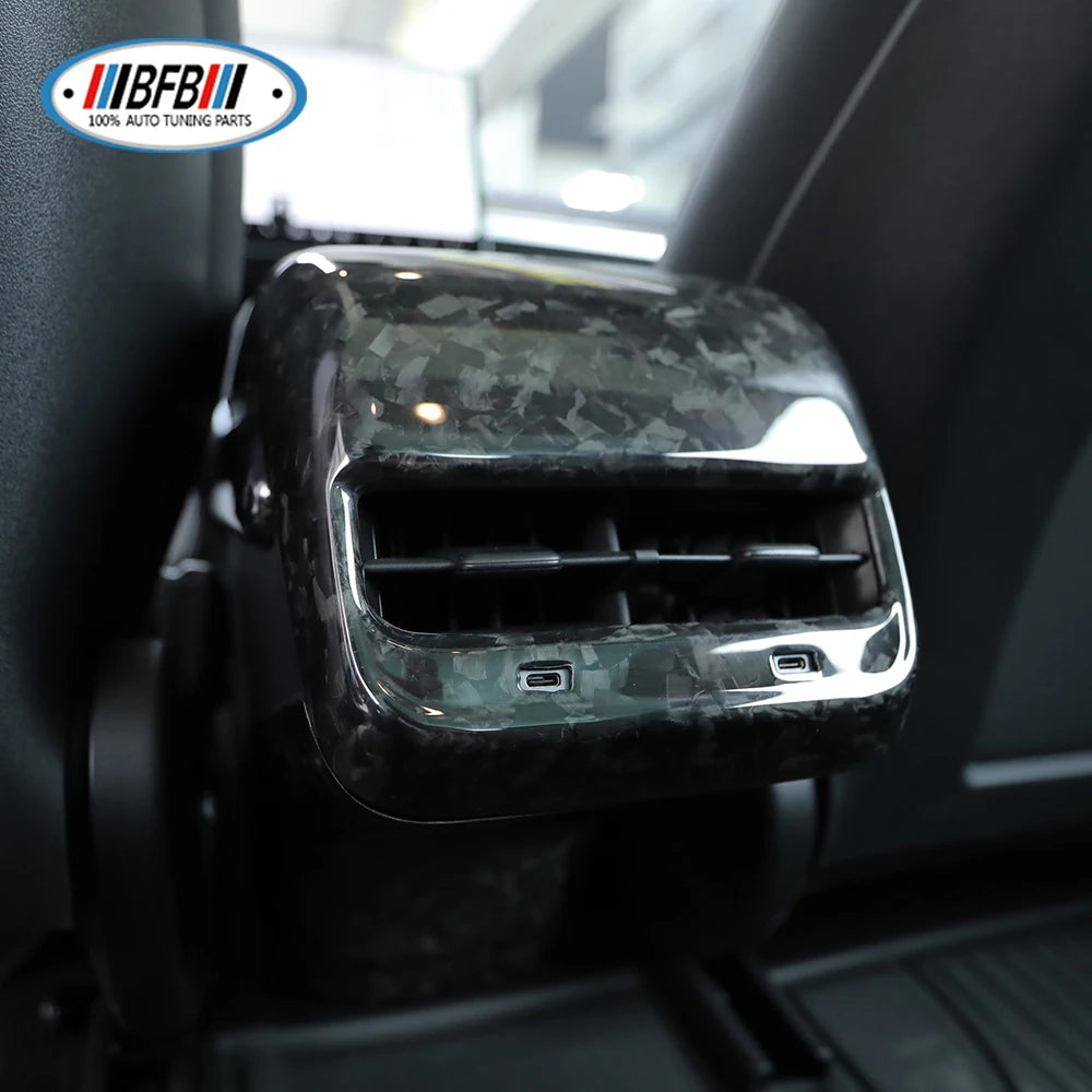 Glossy and Matte Forge Carbon Car Interior Rear Seat Air Condition AC Vent Outlet Trim For Tesla Model 3 Y