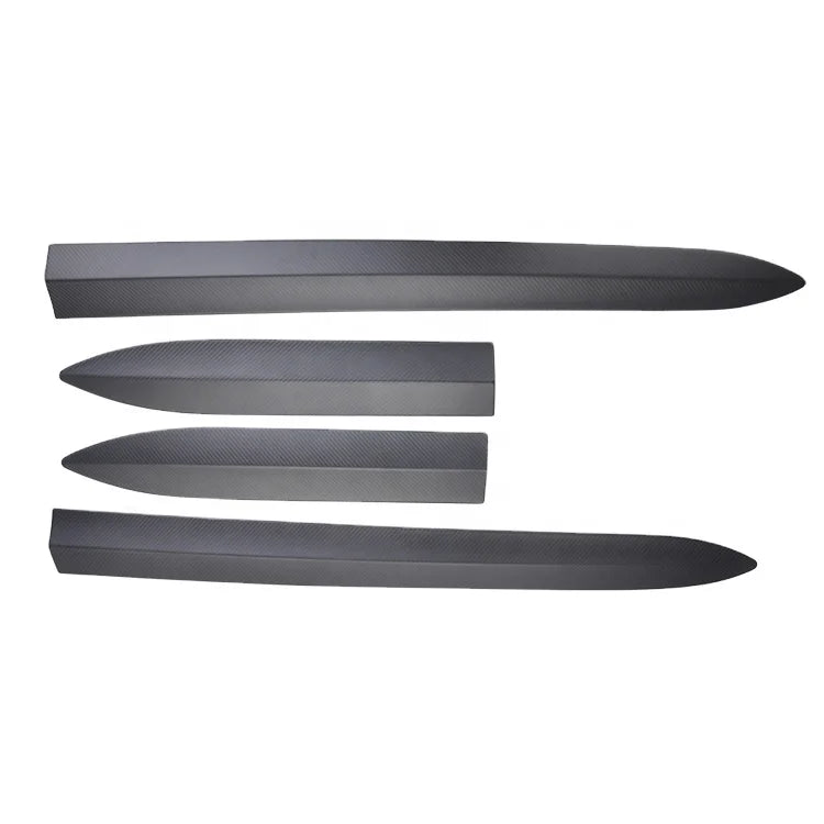 4 Pcs Matt Carbon Side Body Trims For Tesla Model 3 Model Y Door Pillar Trims