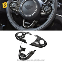 ES Real Carbon Fiber Steering Wheel Button Frame Cover For MINI Clubman F54 F55 F56 F57 F60 Car Interior Trim
