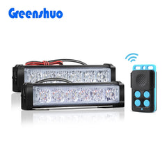 New Red Blue Car Bumper Grille Led Strobe Lights Wireless Remote Control Emergency Warning Lamp