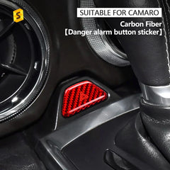 Shasha Carbon Fiber Accessories Car Hazard Sign Button Cover For Camaro 2016 2017 2018 2019 2020 2021 2022 2023