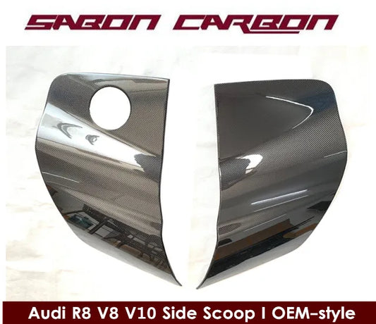 08-15 R8 V8 V10 Carbon Fiber Side Door Panel Scoop For Audi R8 OEM style