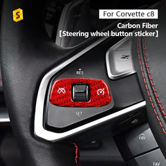 ES N-KEWT-380 Car Interior Accessories Carbon Fiber Steering Wheel Button Cover for Corvette C8 Car Accessories Carbon Fiber