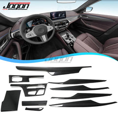 For BMW 5 Series G30 Carbon Fiber Center Console Panel Dashboard Gear Head Knob Cover Trim Car Interior Kit Accessories LHD RHD