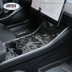Dry Carbon Interiors Middle console cover trims Cup Holder Frame Cover fit for Tesla Model 3 2018-2019