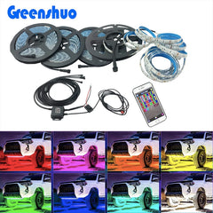 12V Super Bright Neon Lamp RGB Led Strip App Control Underglow Lights Kit for Car with Wiring Harness