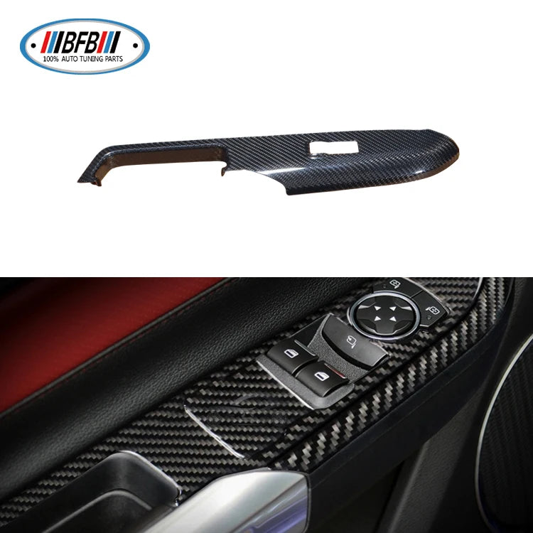 High Fitment Carbon Fiber Interior Kit trim Door Window Lift Button Panel Trim For Ford Mustang 15-17
