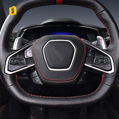 ES N-KEWT-380 Car Interior Accessories Carbon Fiber Steering Wheel Button Cover for Corvette C8 Car Accessories Carbon Fiber