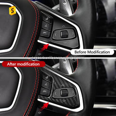 ES N-KEWT-513 Car Interior Accessories Carbon Fiber Steering Wheel Key Trim for Corvette C8 Car Accessories Carbon Fiber