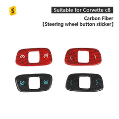 ES N-KEWT-380 Car Interior Accessories Carbon Fiber Steering Wheel Button Cover for Corvette C8 Car Accessories Carbon Fiber