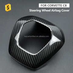 Shasha Carbon For Corvette C8 Air Bag Cover Real Carbon Fiber For Chevy Corvette Interior Accessories