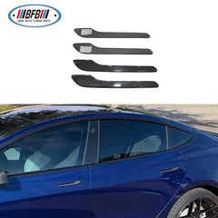 4 Pcs Real Carbon Fiber Car Outer Door Handle Cover Trims for Tesla Model 3 Exterior Sticker