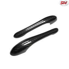 1 Pair of Stick-on Carbon Fiber Glossy 3k Beveled Door Handle Cover Panel Trim For Maserati GT GTS GC 2008-2012