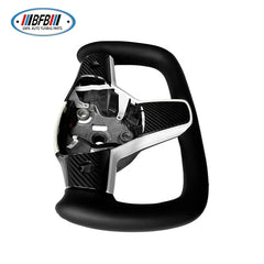 Black Leather Yoke Steering Wheel Heating Steering Wheel For Tesla Model 3 2017up