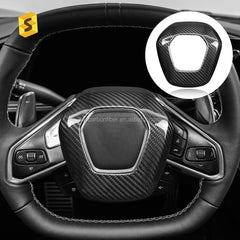 Shasha Carbon For Corvette C8 Air Bag Cover Real Carbon Fiber For Chevy Corvette Interior Accessories