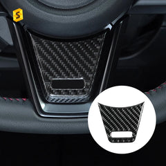 Shasha Carbon DJWRX-102 Carbon Fiber Steering Wheel Chin Cover for Subaru WRX / WRX STI 2022 Car Interior Decorative Sticker