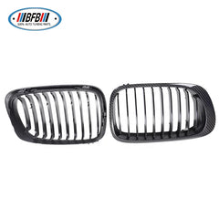 For E46 2DR 1998-2001 Carbon Fiber Glossy Black Front Grille Front Kidney Grill