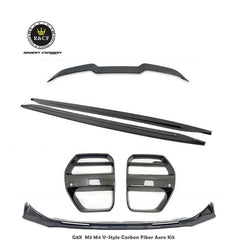 M3 G80 Aero kit V style Carbon Fiber Front Grille Lip Spoiler Side Skirts For BMW G80 M3 G82 M4 2021