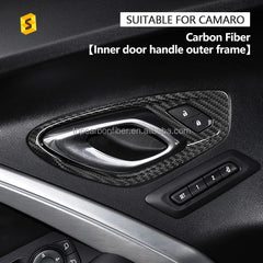 ES Red Carbon Fiber Interior Trim Carbon Fiber Car Accessories Sticker FOR Camaro Car Inner Door Bowl Frame